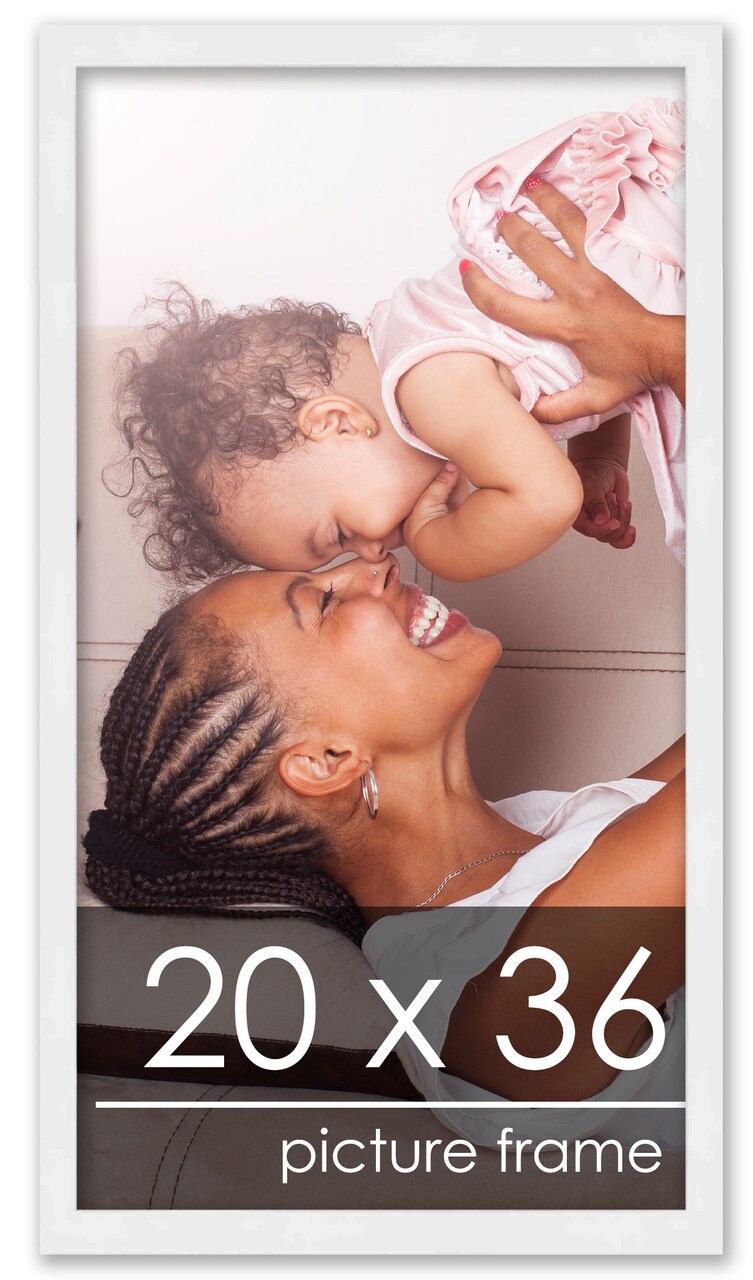 20x36 Solid Wood Picture Frame with UV-Resistant Acrylic & Acid-Free Backing, Available in 6 Finishes: Matte Black, Matte White, Metallic Bronze, Silver, Natural Wood Grain & Mahogany
